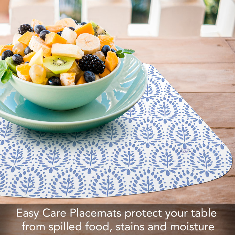 CounterArt Blue Tiles 4 Pack Wedge Shaped Reversible Easy Care Flexible